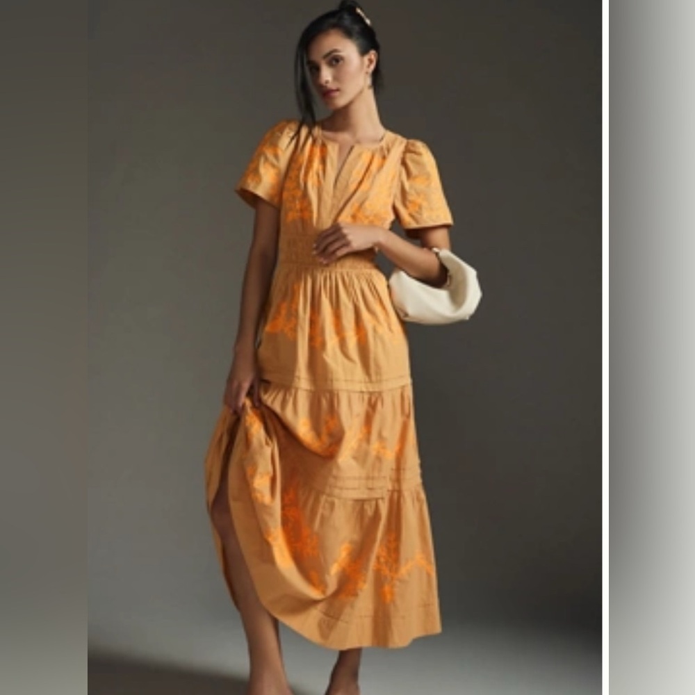 Anthropologie Orange Maxi Dress